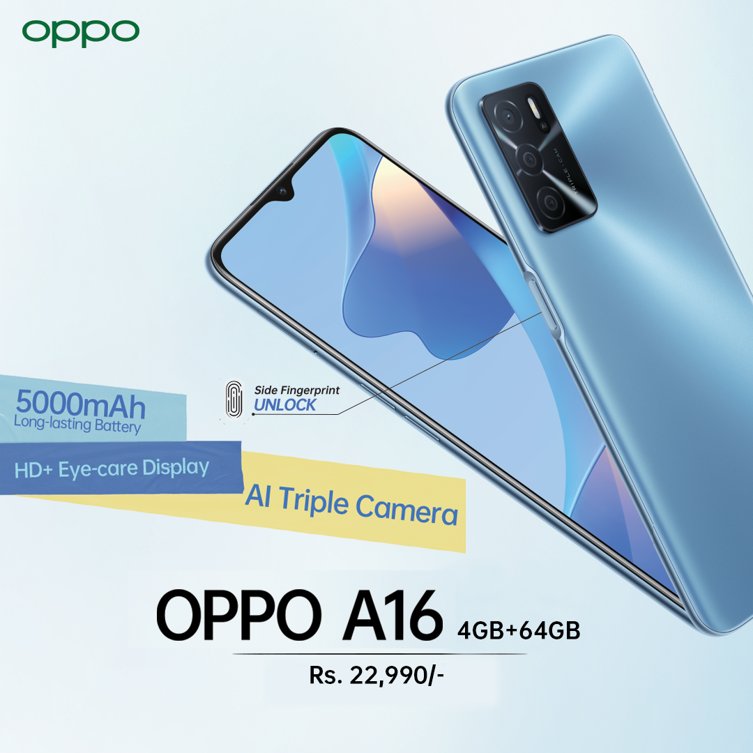 OPPO Releases 4GB + 64GB Variant of High Performing, sleek packaged A16 in Nepal at Rs.22,990/-