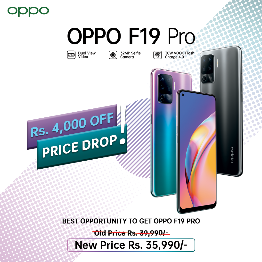 Own the trendsetting OPPO F19 Pro now only at Rs. 35,990