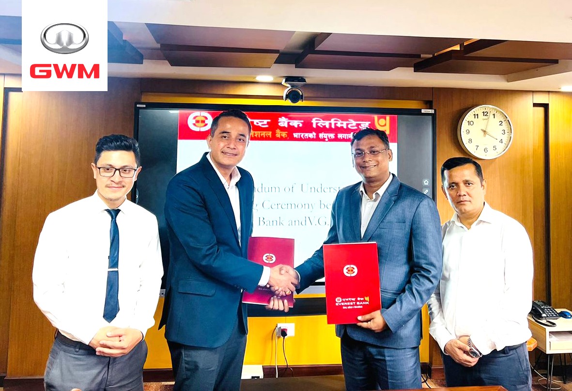 “VG Impex (GWM-Nepal)” collaborates with “Everest Bank Ltd.”Rate of Interest (ROI) @ 10.80* % only for Ora 03 EV Car