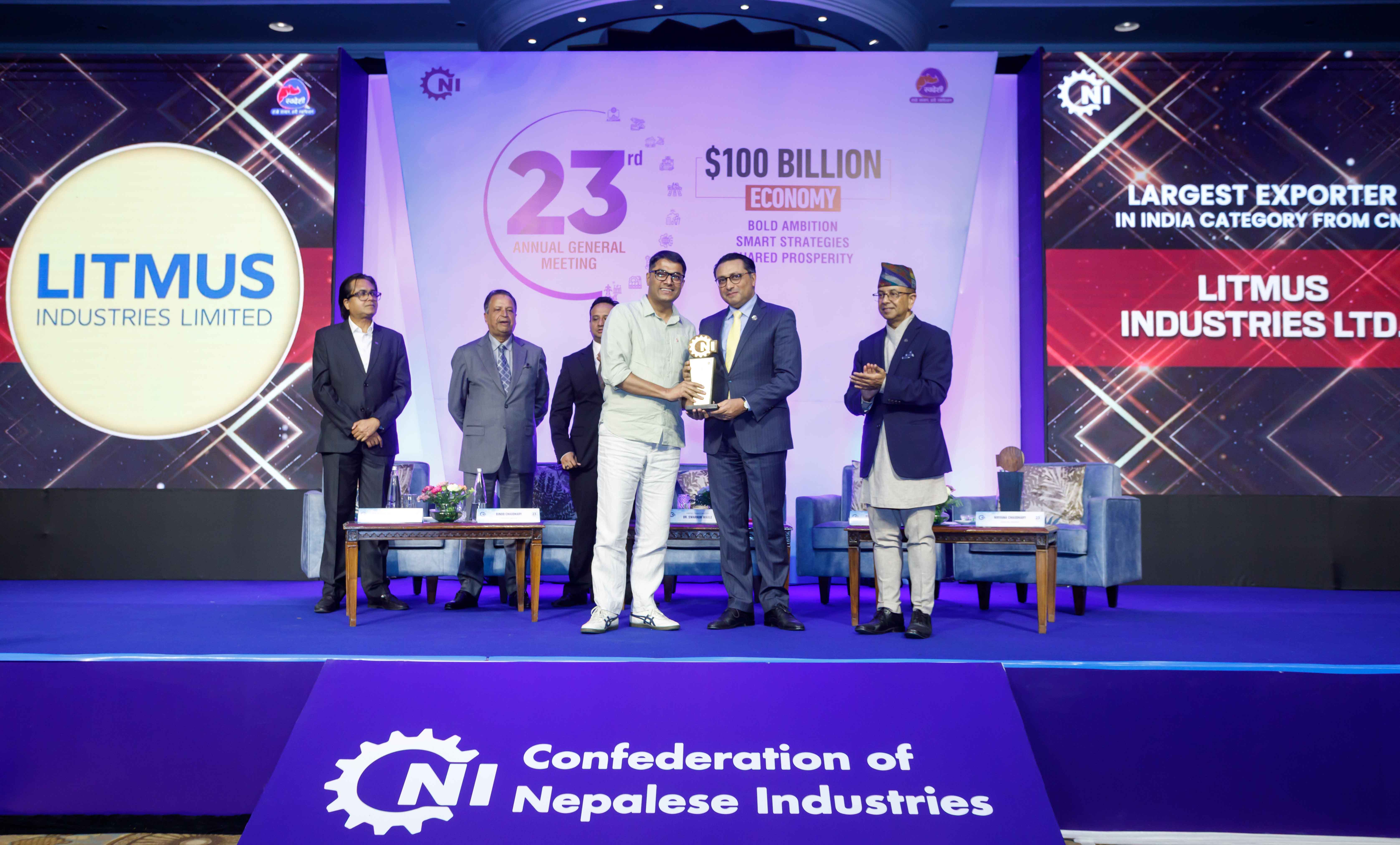 Litmus Industries Limited Wins “Largest Exporter in India Category” Award from the Confederation of Nepalese Industries