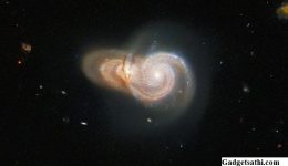 Hubble Space Telescope Spots Overlapping Spiral Galaxies